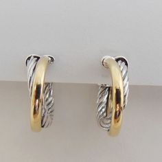 David Yurman Sterling Silver 18k Medium 31mm Crossover Hoop Earrings David Yurman Sterling Silver 18k Medium 31mm Crossover Hoop Earrings Davidyurman Pinterest And