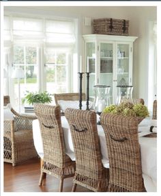 Classic Timeless Wicker Highback Dining Room Chairs Vintage Beach Cottage Coastal Living Florida Style White Crisp And Clean Classic Timeless Wicker Highback Dining Room Chairs Vintage Beach Cottage Coastal Living Florida Style White Crisp And Clean