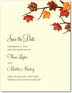 save the date autumn fall heart of leaves card stock or magnet