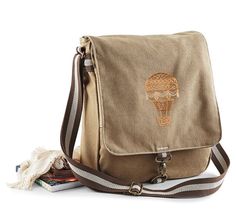 Kiss Mark Lips Army Heavyweight Canvas Medic Shoulder Bag in Olive