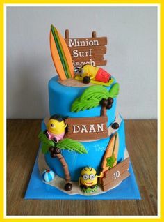 Minions On The Beach Cake By Eliana Cardone Cartoon Village Minions On The Beach Cake
