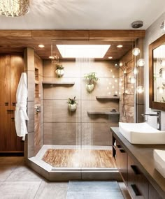 Keep intouch with nature in this shower #lux #bath #shower #bathroom #nature #naturalshowers Home Interior Design, House Bathroom, Home Design, House Styles, Modern Bathroom