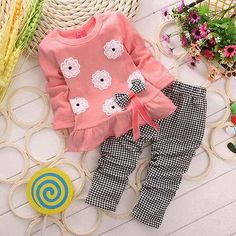 Baby Girl Toddler Vêtements Barbie Top et Legging set 12 18 24 mois rose noir
