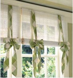 How To Hang Curtains Without A Rod If You Re Looking For Unique This Is An Inexpensive Window Treatment Bamboo Shades And Fabric Ribbon