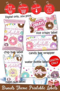 Printable Treats Printable Flowers and Butterflies Custom Chip Bags Party Favors Digital File
