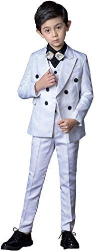 SaiLiiny Boys Blazer Slim Suit Coat with Lapel Formal Suits Black Blue Two-Button Jacket for Kids