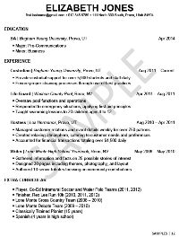 resume samples for student