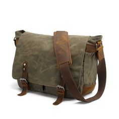<b>Men's</b> Handmade Vintage <b>Crazy Horse</b> Leather Canvas Backpack ...