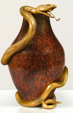 Blue and Bronze Artistic Stoneware Vase Ceramic Stoneware Pottery