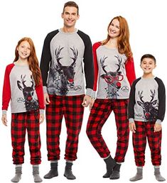 Children/'s Christmas Reindeer Pajamas Set PJs Red Size 7 Petit Lem