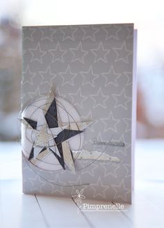 3 kleine Weihnachtskarten mit Sternenkranz grau taupe silber weiß