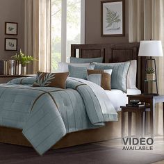 7 Piece Comforter Set Draped Faux Silk Dupioni Oversized//Overfilled King Size
