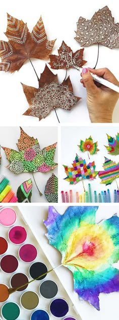 Идеи для занятий с детьми: Роспись осенних листьев Spring Crafts, Autumn Diys, Autumn Leaves Craft, Art Diy