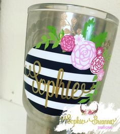 13 Best Decals Images Yeti For Cups Car Stickers Striped Fl Monogram Decal Sticker Custom Tumbler Vinyl Yeti Rtic Sic Cup Acessory Womens