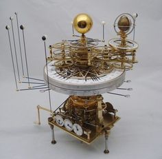 DRAGONS /& SEA SERPENTS ORRERY MEDIEVAL DESIGN ANTIQUED CANVAS SOLAR SYSTEM MODEL