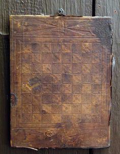 Antique Wood And Leather Checkerboard Game Board Antique Wood And Leather Checkerboard Game Board