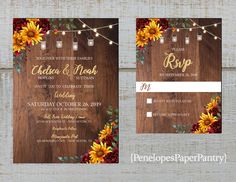 Rustic Fall Wedding Invitation,White Pumpkins,Burgundy Roses,Fairy Lights,Burgundy Barn Wood,Gold Print,Shimmery,Printed Invitation,Envelope