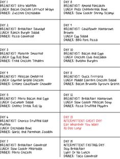 14 Day Meal Plan 14 Day Diet Burger Salad Dinner Salads