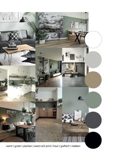 Moodboard voor een stoere en warme inrichting met natuurlijke elementen. De grafische zwart-wit prints maken het een spannend geheel. Living Room Decor, Bedroom Decor, Room Color Schemes, Room Colors, Warm Design, Home Design, Design Design, Print Design