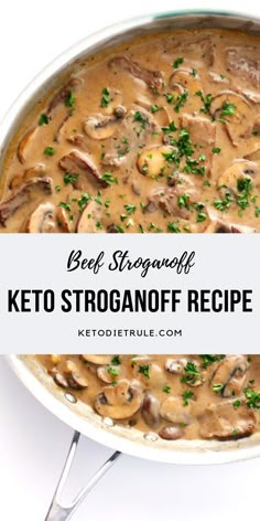 My favorite beef stroganoff recipe for your low-carb keto diet. #beefstroganoffrecipe #keotdiet #ketodinners #lowcarbmeals #beefstroganoff