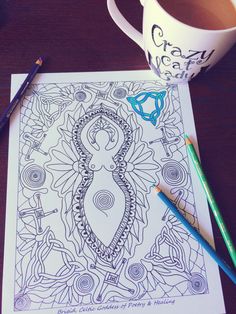 Coloring Pages For Adults Imbolc Sabbat Page Goddess Art Brigid Print Mandala Wall