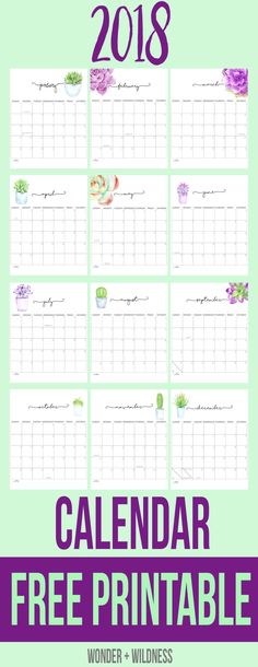20 Free Printable Calendars for 2018 Print Pinterest Previous