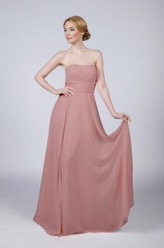 Coral Strapless Long BridesmaidProm Dress by Matchimony