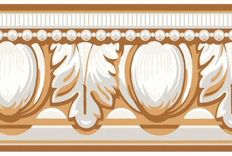 Wallpaper Border Cream Yellow Taupe Egg Dart Faux Molding