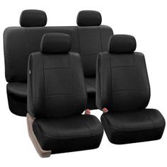 Universal Blue PU Leather Car Seat Covers Fit Split Rear Seat Cup Holder Airbag