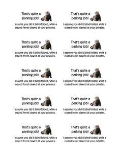 14 Least difficult \ photo regarding Bad Parking Cards Printable named 14 Perfect \
