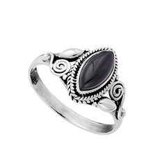 USA vendeur Noire Ovale Onyx Anneau Argent Sterling 925 BEST DEAL Bijoux Taille 5