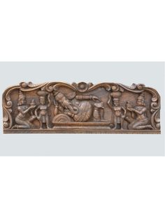 Vintage Ganesh Wooden Wall Vertical Panel Pair Hindu God Sculpture Statue panel