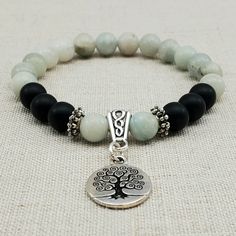tree of life Set of 3 bracelets,6mm,jasper bracelet,blue jasper protection om green jasper yoga bracelet hamsa evil eye purple jasper