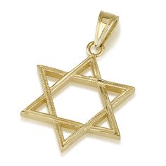 Solid 14k Yellow Gold Hang On Clip Star Of David Pendant Turquoise Ball Charm