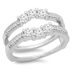DreamJewels 14k Real White Gold Plated .50ct Simulated Diamonds Solitaire Ring Guard Wrap Enhancer Wedding