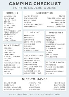 packing list for camping