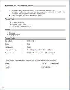 mechanical engineer resume for fresher resume formats resume resume format for freshers