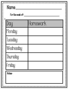 free printable assignment notebook pages