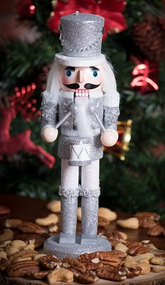 10 Tall Great for Any Holiday Collection Gold Clever Creations Wooden Glittery Soldier Nutcracker and White Uniform Holding Baton Silver Festive Traditional Christmas Decor