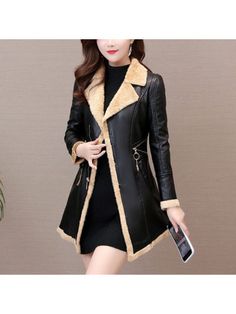 YYG Mens Lapel Plus Size Longline Loose Faux Lambwool Lined Down Coat Jacket Outerwear