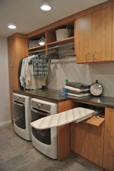 Bathroom Laundry Cabinet With Built In Pull Out Ironing Board Design Ideas Pictures Remodel And Decor By Rjk Construction Inc