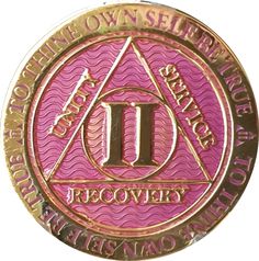 AA Red Gold 48 Year Coin Tri-Plate Alcoholics Anonymous Medallion Sobriety Chip