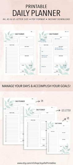 free printable daily planner for work