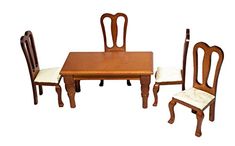 Dolls House Light Oak Round Table /& Chairs Miniature Dining Room Furniture Set