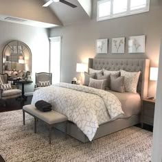 I like the sitting area with mirror Master Bedroom Design, Master Bedrooms Decor, Dream Bedroom, Home Decor Bedroom, Small Bedroom, Modern Bedroom, Guest Bedroom, Bedroom Designs, Bedroom Inspo