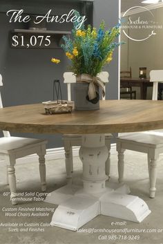 Southern Farmhouse And Furniture Southernfarmhou On Pinterest The Ansley Is A Beautiful 60 Round Table This Can Be Customized With Southern Farmhousedining