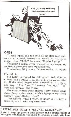 learn how to speak pig latin