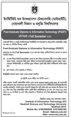 admission going on post graduate diploma in information technology at noakhali science and technology university sarkari niyog the best online job news