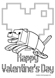 Special Minecraft Valentines Day Coloring Pages For Kids