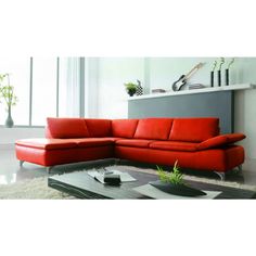 2915 Modern Red Leather Sectional Sofa Furniture 2915 Modern Red Leather Sectional Sofa